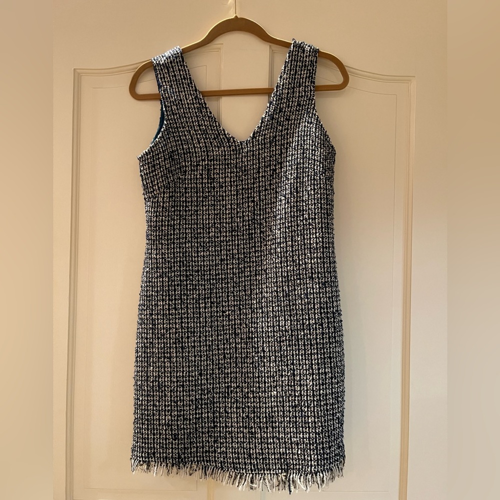 Blue tweed dress